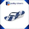 Sapatos de Sandália Flip Flop Mulher Azul Branco Bura Wedge Novo